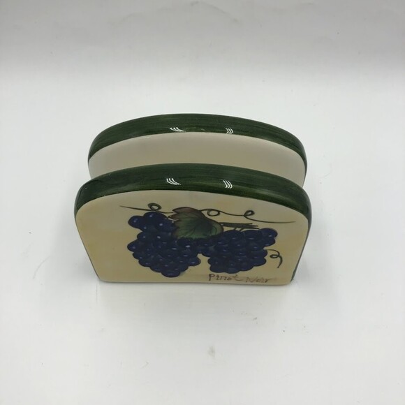 Vintage Style Eyes by Baum Bros Ceramic Napkin Holder Grapevine Fruit Decor - Picture 4 of 13